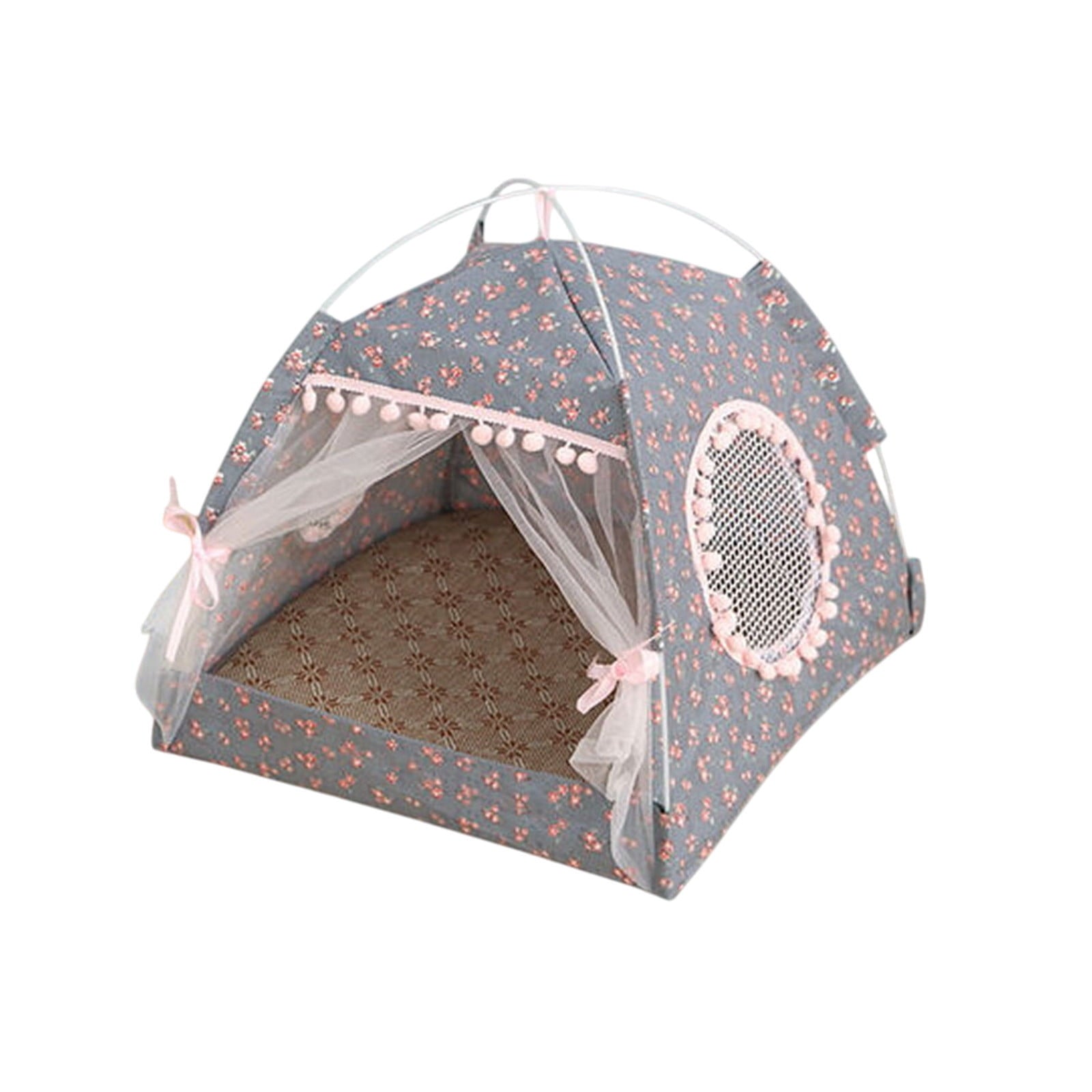Lilixerw Cat House for Indoor Cats - Large Cat Cave for Pet Cat House with Fluffy Ball Hanging and Scratch Pad,14.1 x 14.1 x 14.5 inch