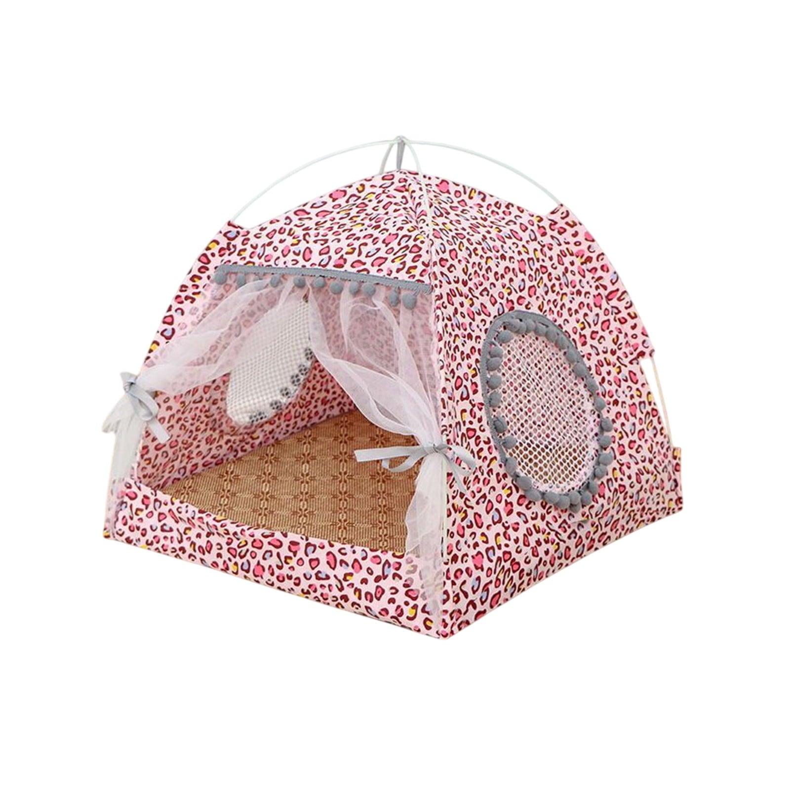 Lilixerw Cat House for Indoor Cats - Large Cat Cave for Pet Cat House with Fluffy Ball Hanging and Scratch Pad,14.1 x 14.1 x 14.5 inch