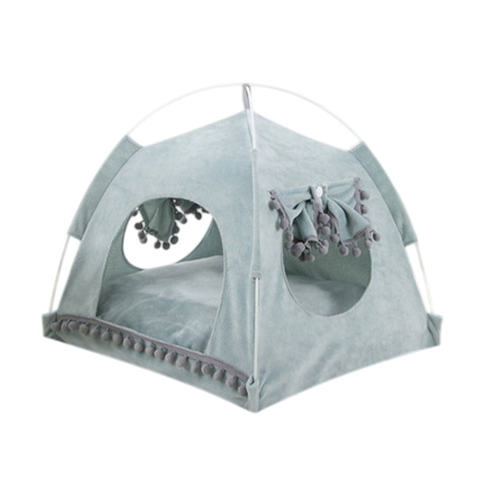 Lilixerw Cat House for Indoor Cats - Large Cat Cave for Pet Cat House with Fluffy Ball Hanging and Scratch Pad,14.1 x 14.1 x 14.5 inch