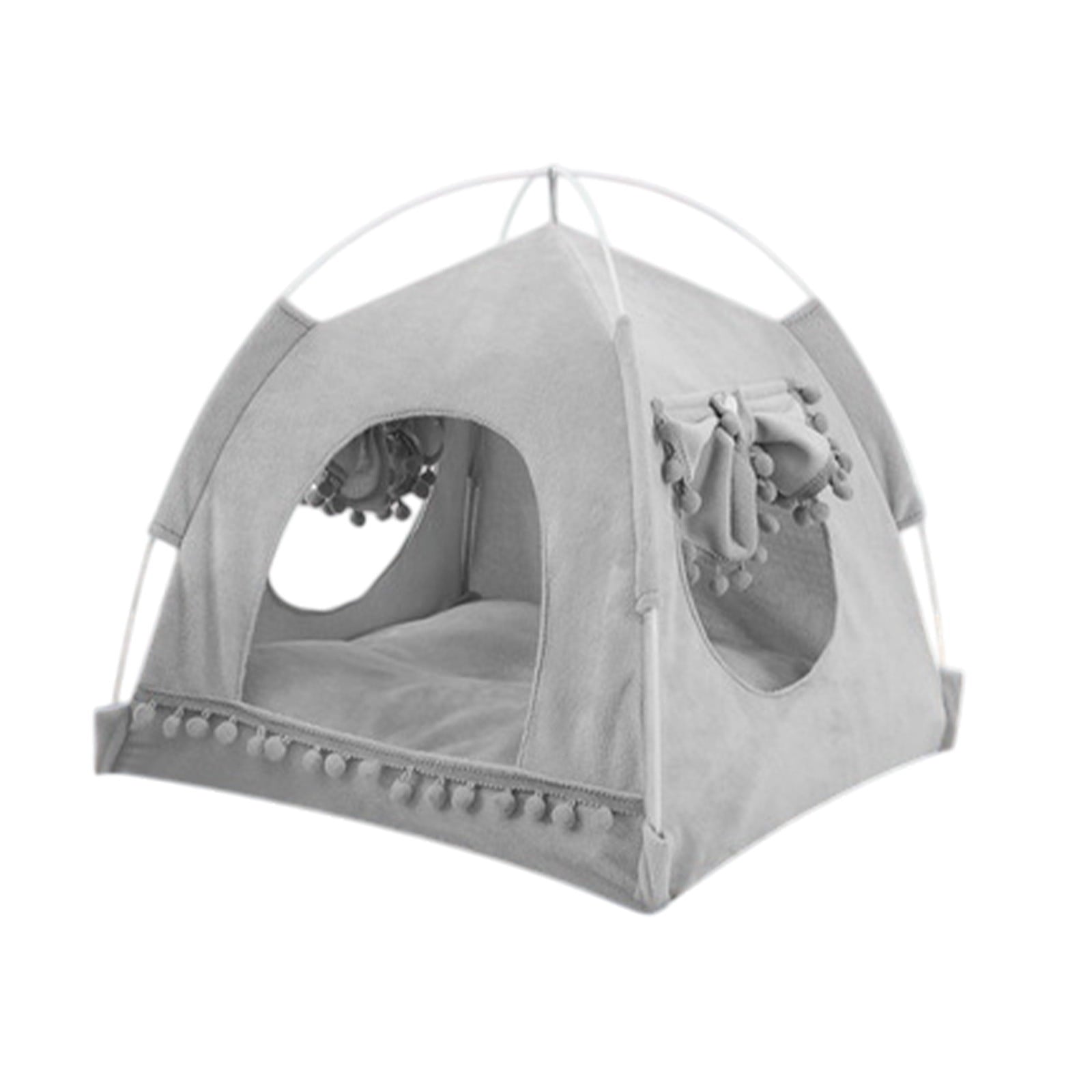 Lilixerw Cat House for Indoor Cats - Large Cat Cave for Pet Cat House with Fluffy Ball Hanging and Scratch Pad,14.1 x 14.1 x 14.5 inch