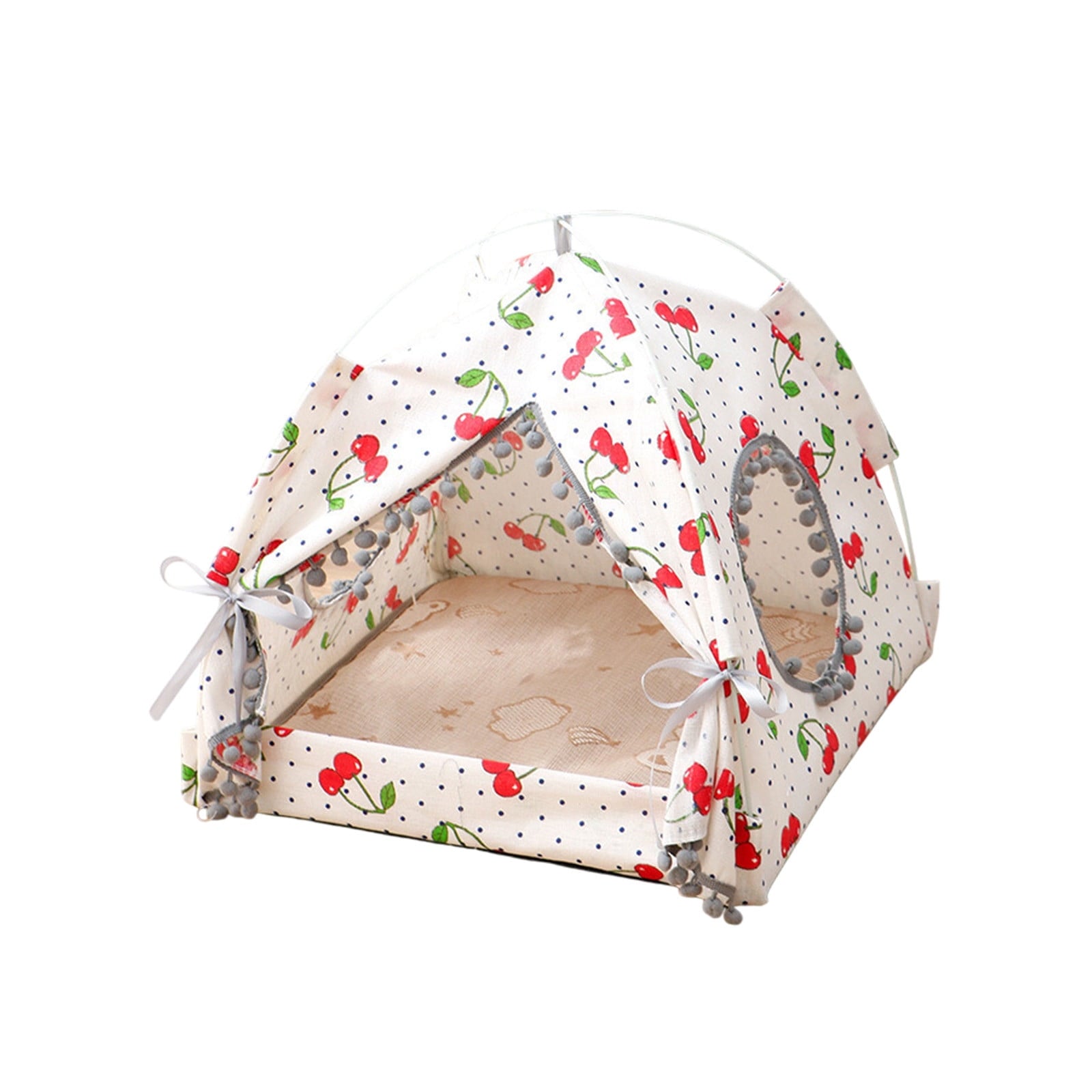 Lilixerw Cat House for Indoor Cats - Large Cat Cave for Pet Cat House with Fluffy Ball Hanging and Scratch Pad,14.1 x 14.1 x 14.5 inch