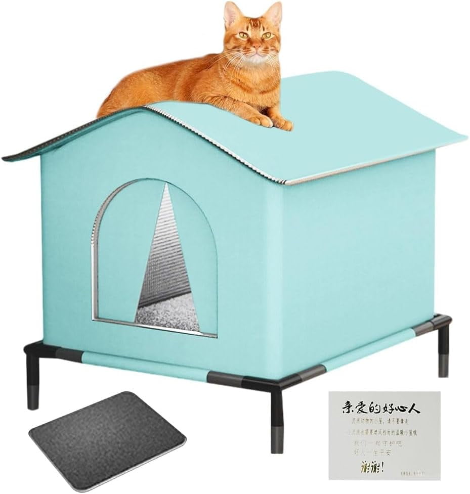 Outdoor Cat House Winter Waterproof – Insulated and Durable Cat Shelter, Easy to Clean, Thermal Protection for Stray Cats Dogs and Rabbits, Garden Patio Yard,Gray,Small