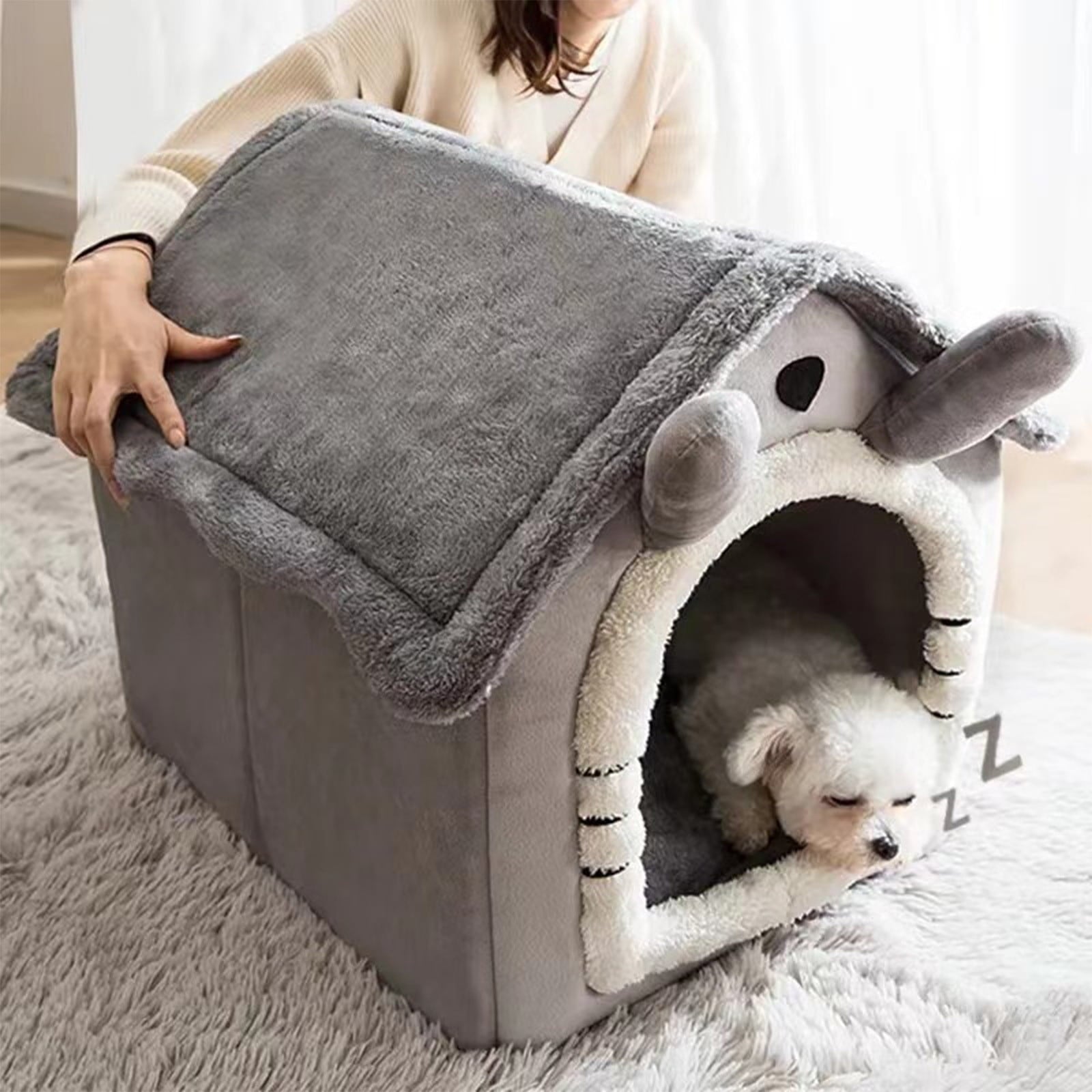 100Fens Dog House Indoor Foldable Soft Kennel Bed Warm Cats House Puppy Cave With Cushion For Small Medium Large Dogs Cats