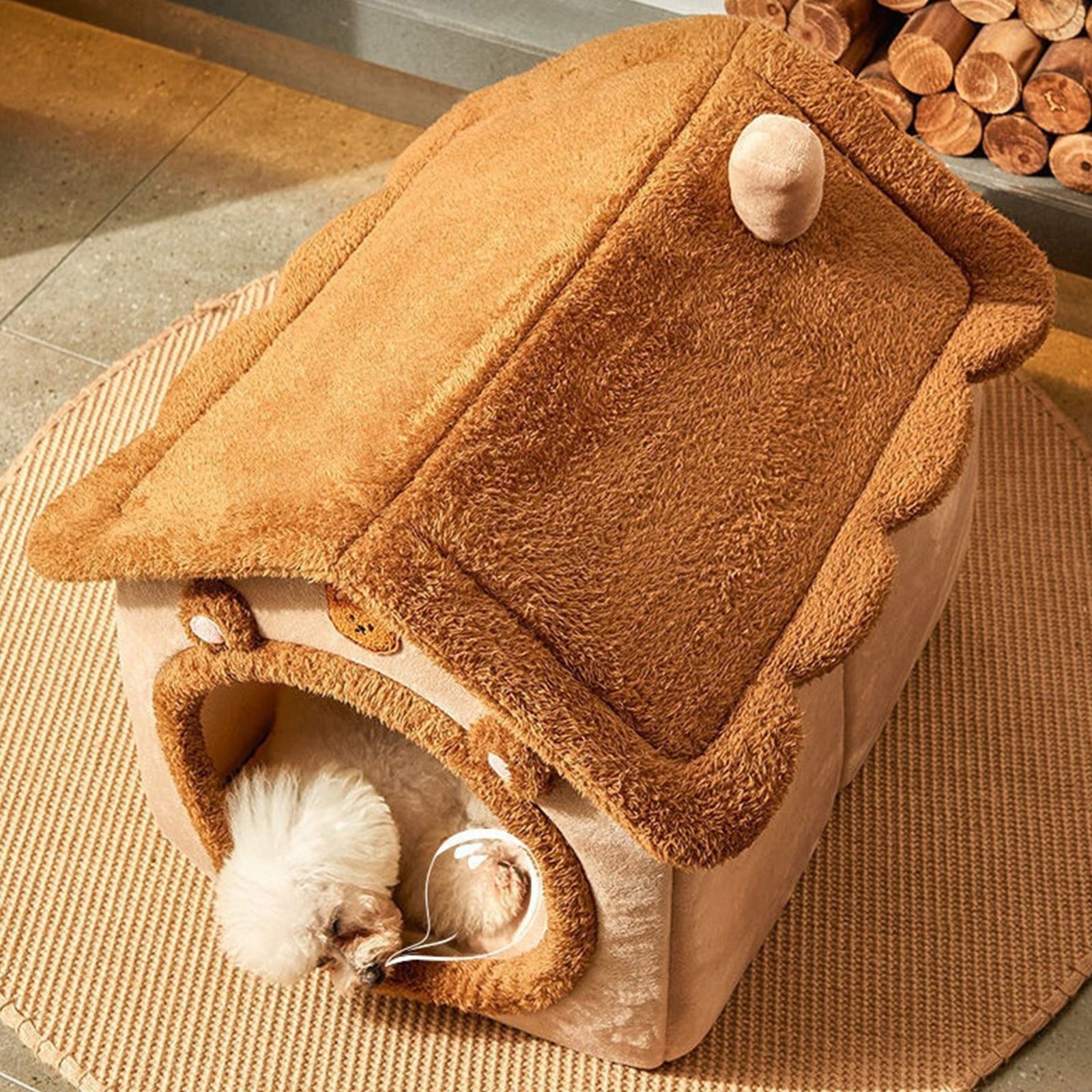 100Fens Dog House Indoor Foldable Soft Kennel Bed Warm Cats House Puppy Cave With Cushion For Small Medium Large Dogs Cats