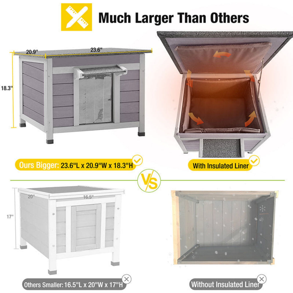 Aivituvin Cat House for Outdoor Cats Insulated Feral Kitty Shelter with Warm Liner for Winter Waterproof Rabbit Hutch for Bunnies,Cats