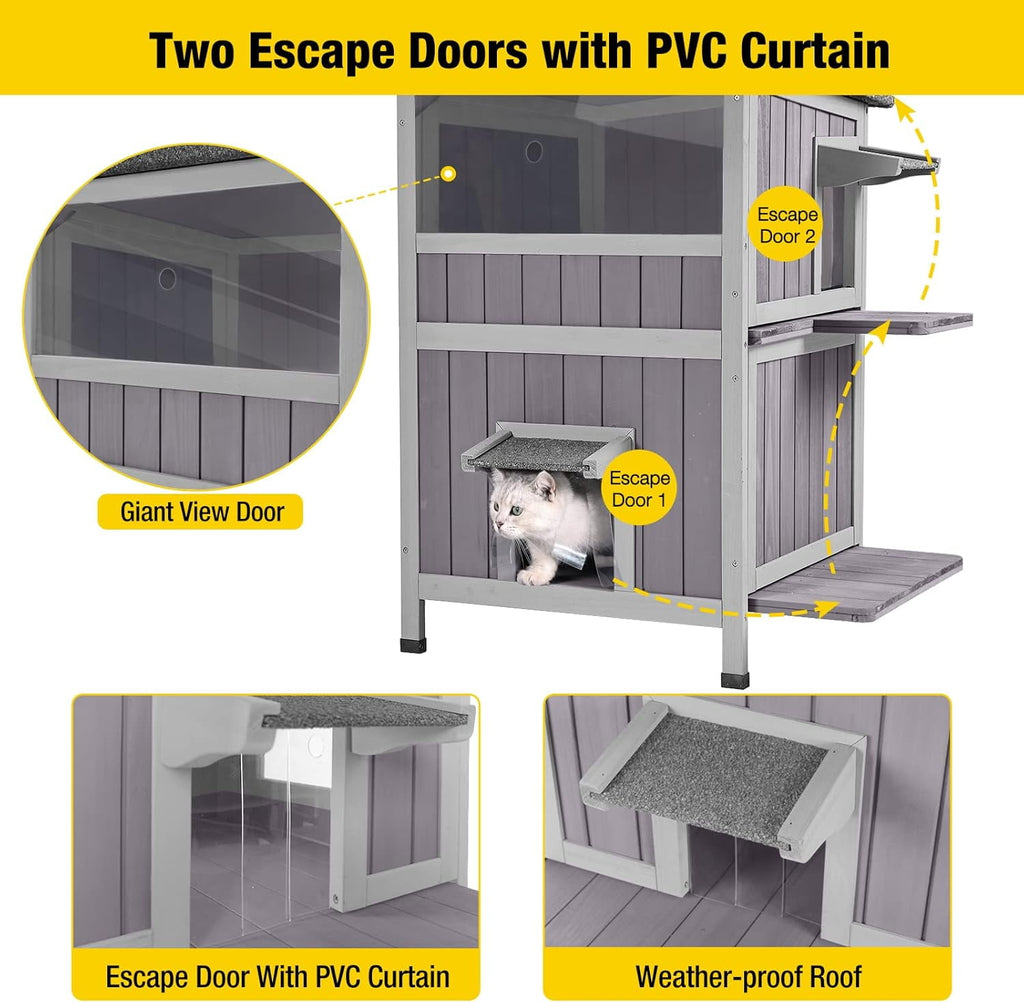 Aivituvin Heated Outdoor Cat House for Winter, Insulated Cat House for Outdoor Indoor, Weatherproof Cat Shelter with Warm Liner for Feral &amp; Stray Cats