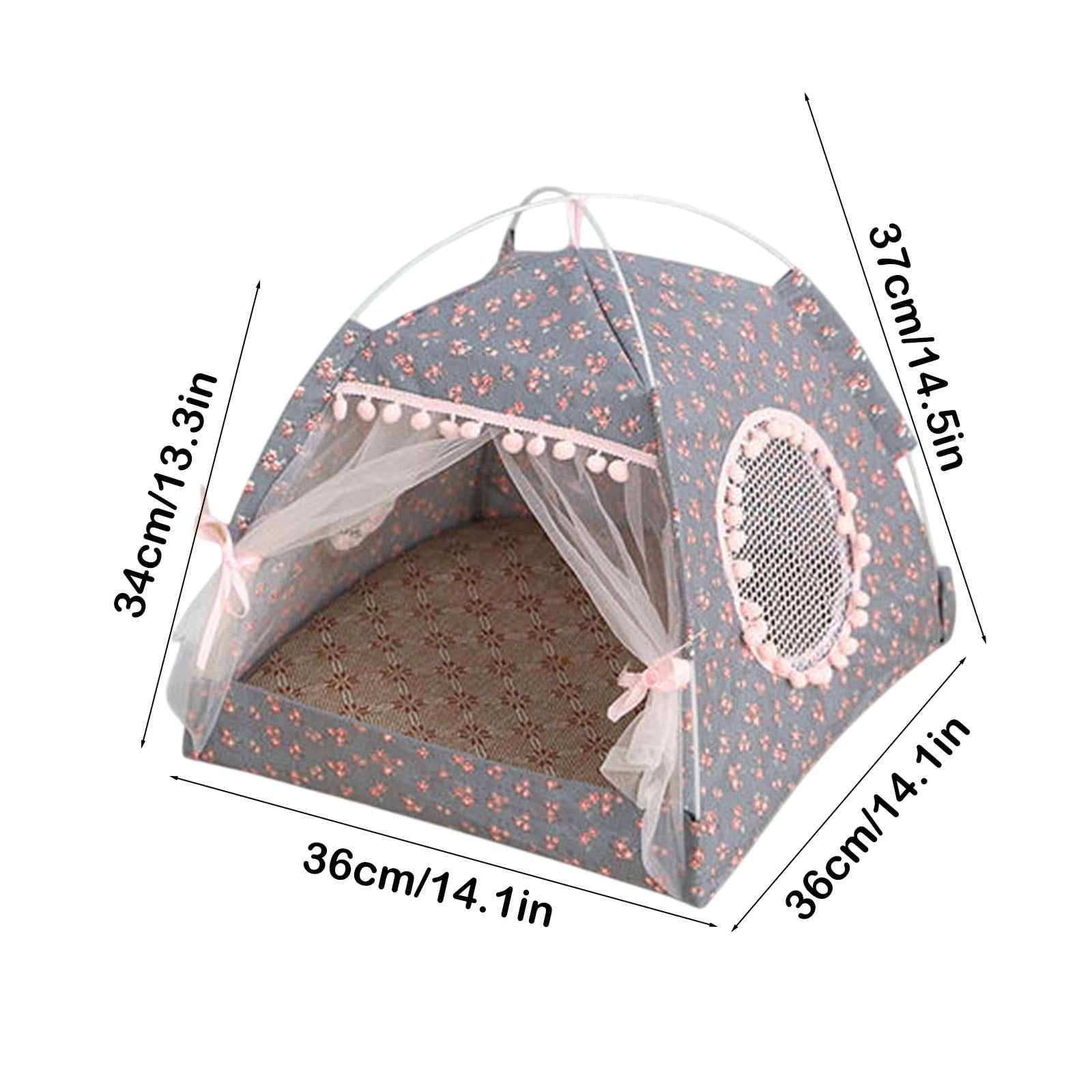 Lilixerw Cat House for Indoor Cats - Large Cat Cave for Pet Cat House with Fluffy Ball Hanging and Scratch Pad,14.1 x 14.1 x 14.5 inch