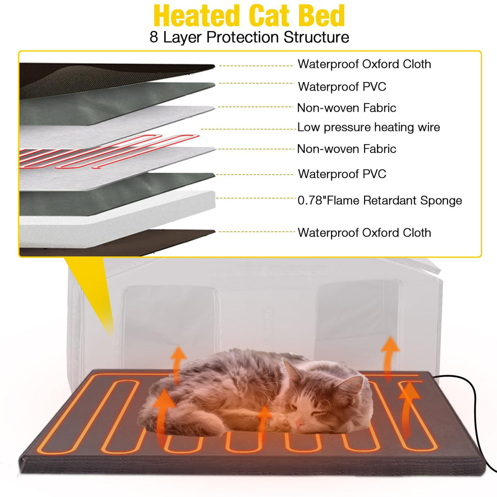 Aivituvin Outdoor Feral Cat House 2-Story Cat Cottage Kitten Shelter with Window