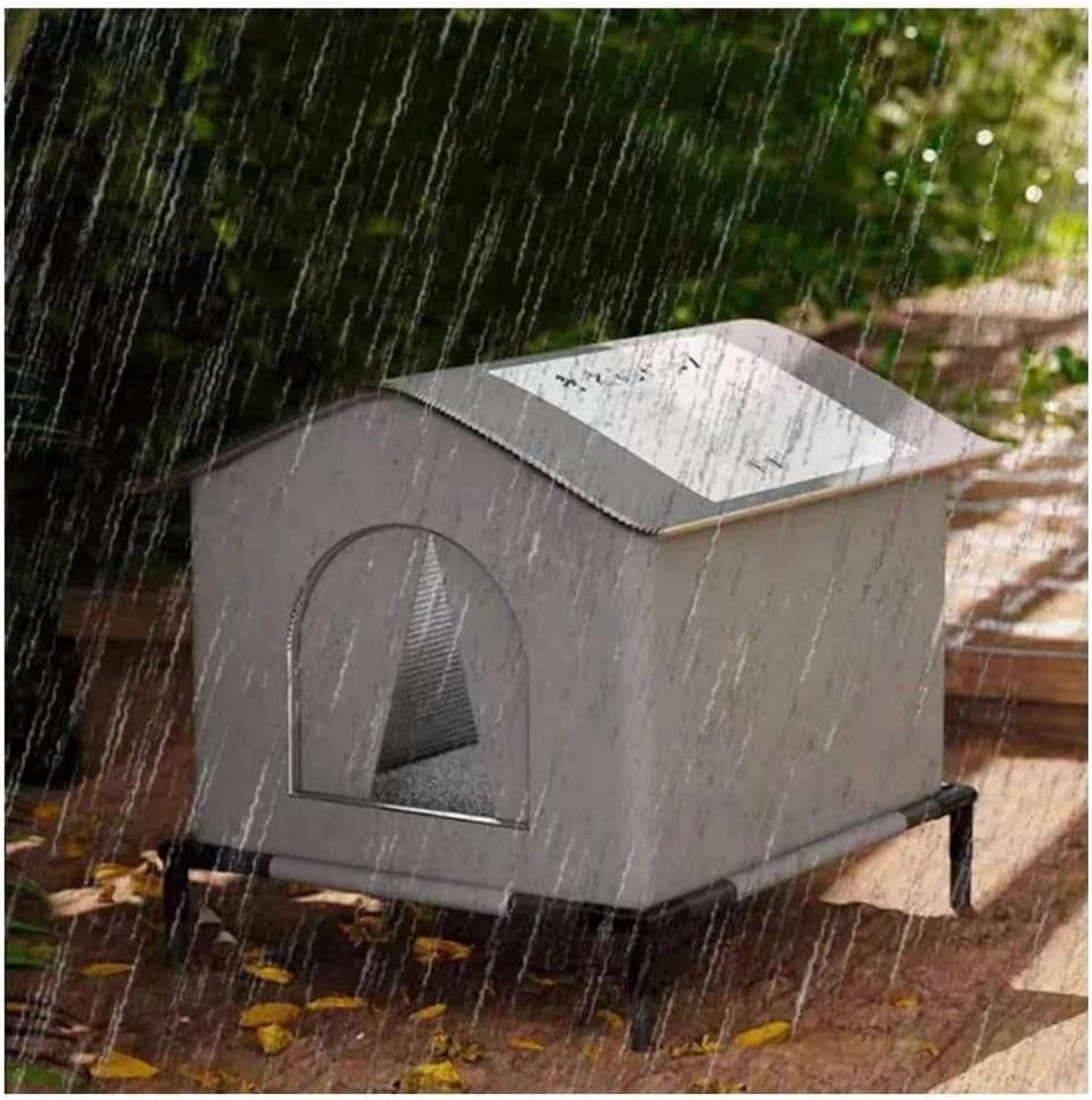 Outdoor Cat House Winter Waterproof – Insulated and Durable Cat Shelter, Easy to Clean, Thermal Protection for Stray Cats Dogs and Rabbits, Garden Patio Yard,Gray,Small