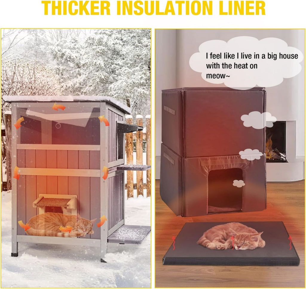 Aivituvin Heated Outdoor Cat House for Winter, Insulated Cat House for Outdoor Indoor, Weatherproof Cat Shelter with Warm Liner for Feral &amp; Stray Cats