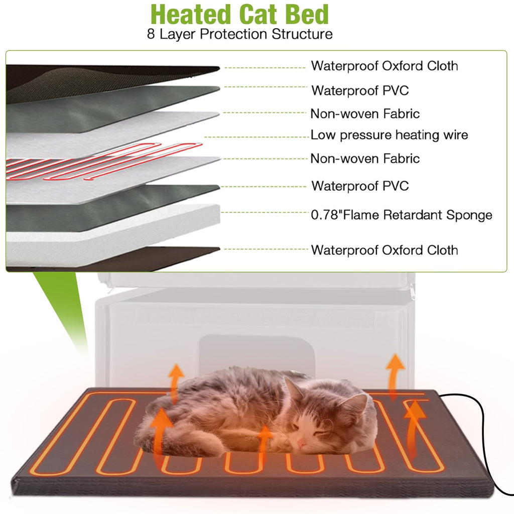 Aivituvin Outdoor Cat House, Waterproof Feral Cat Shelter, 2-Story Cat Cage for Outdoor and Indoor Use, Gray