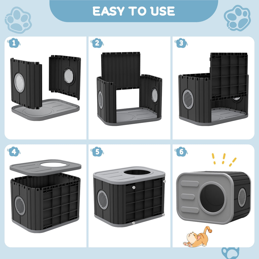 Bifanuo Cat House for Indoor &amp; Outdoor Cats,Weatherproof Resin Cat Shelter with Camera-Shaped Design,Ventilation, Assemble Easily for Home &amp; Yard,Blue