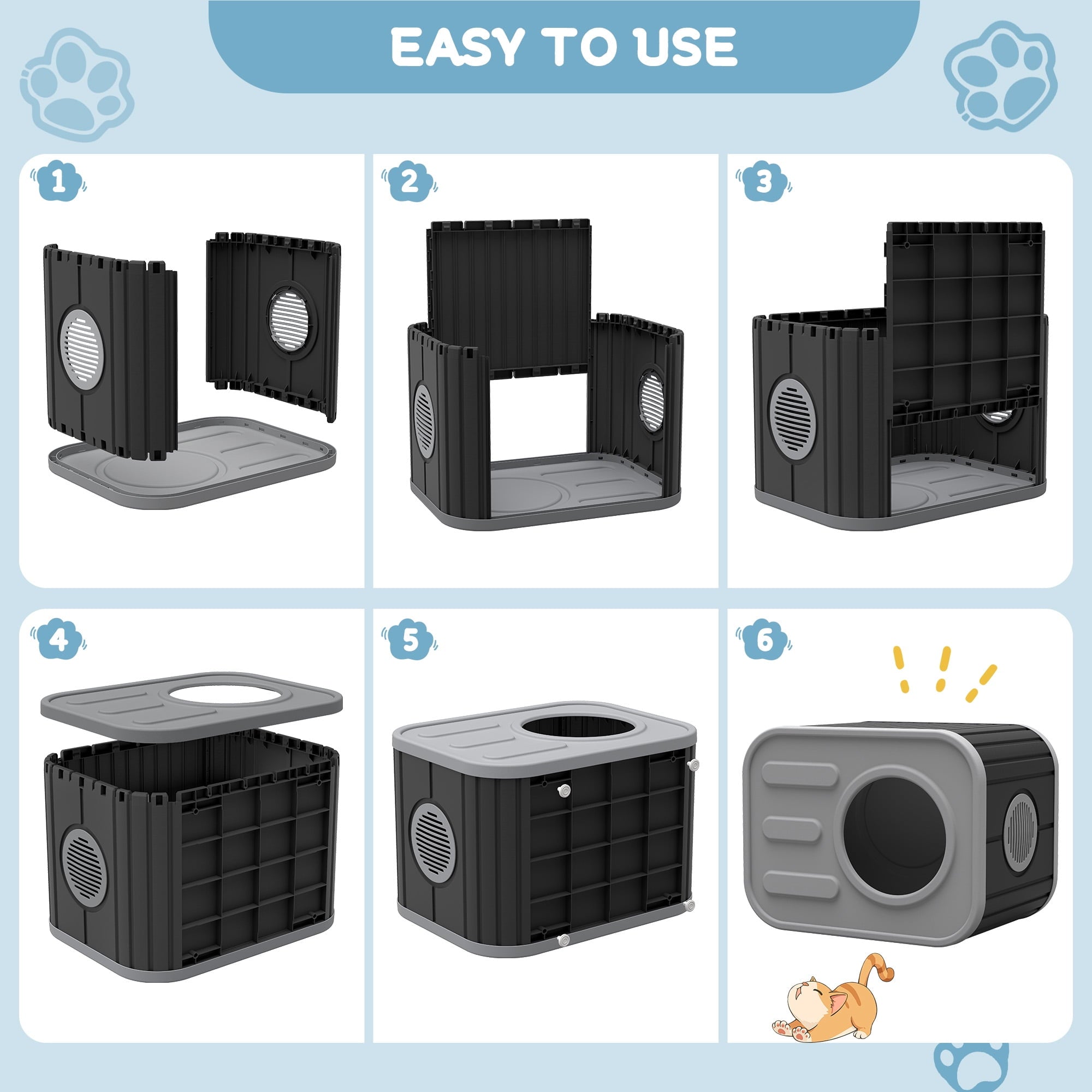 Bifanuo Cat House for Indoor &amp; Outdoor Cats,Weatherproof Resin Cat Shelter with Camera-Shaped Design,Ventilation, Assemble Easily for Home &amp; Yard,Blue