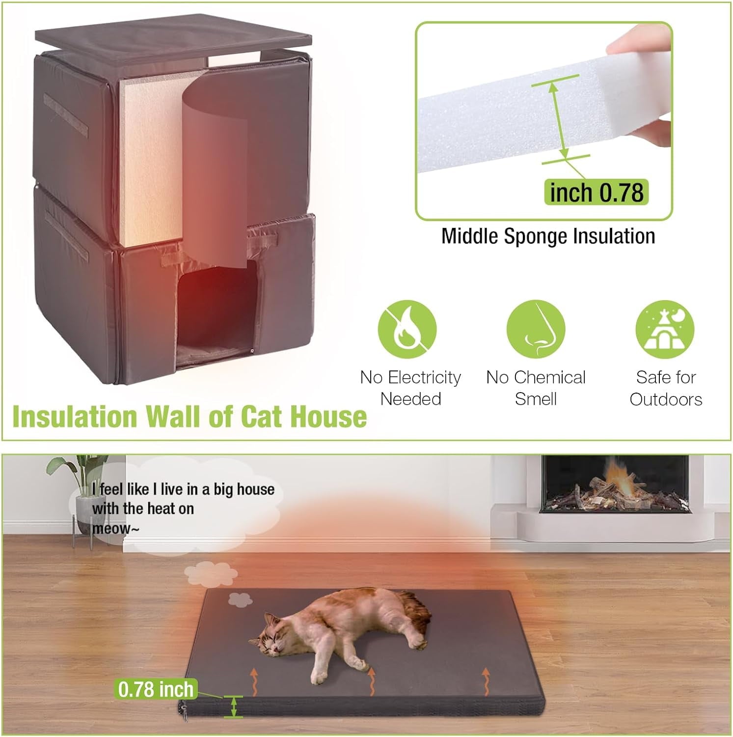 Aivituvin Outdoor Cat House, Waterproof Feral Cat Shelter, 2-Story Cat Cage for Outdoor and Indoor Use, Gray