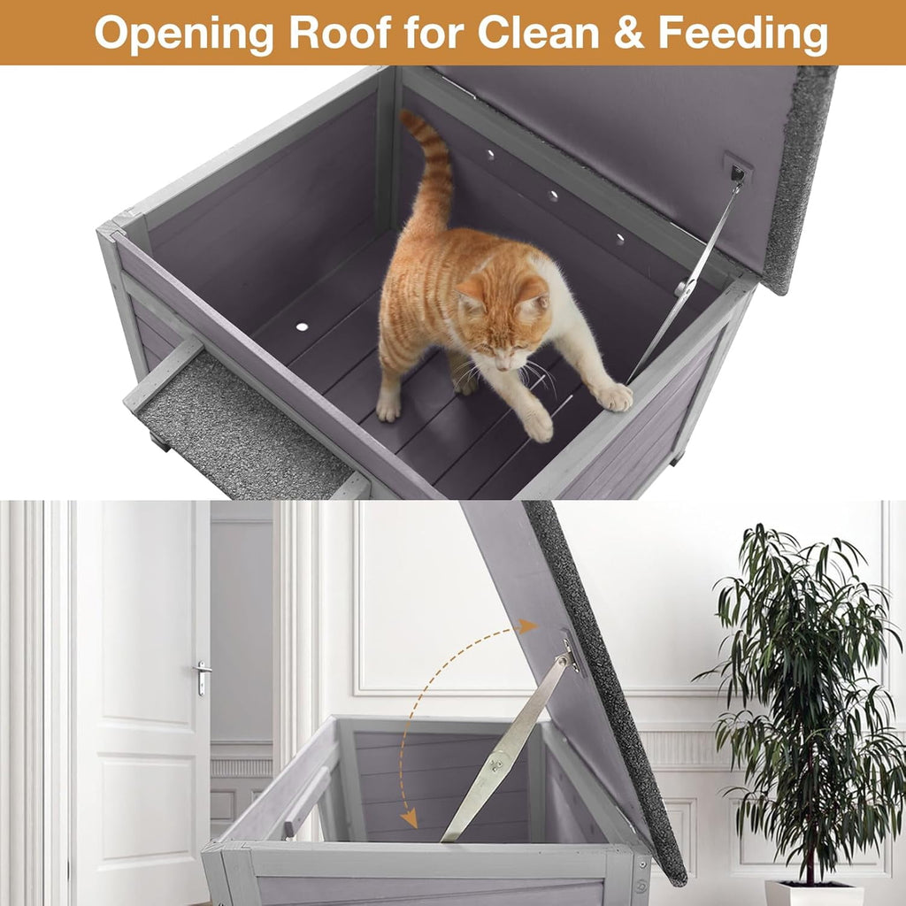 Aivituvin Outdoor Insulated Cat House, Cat Shelter with Insulated Liner, Winter Cat Shelter Outdoor