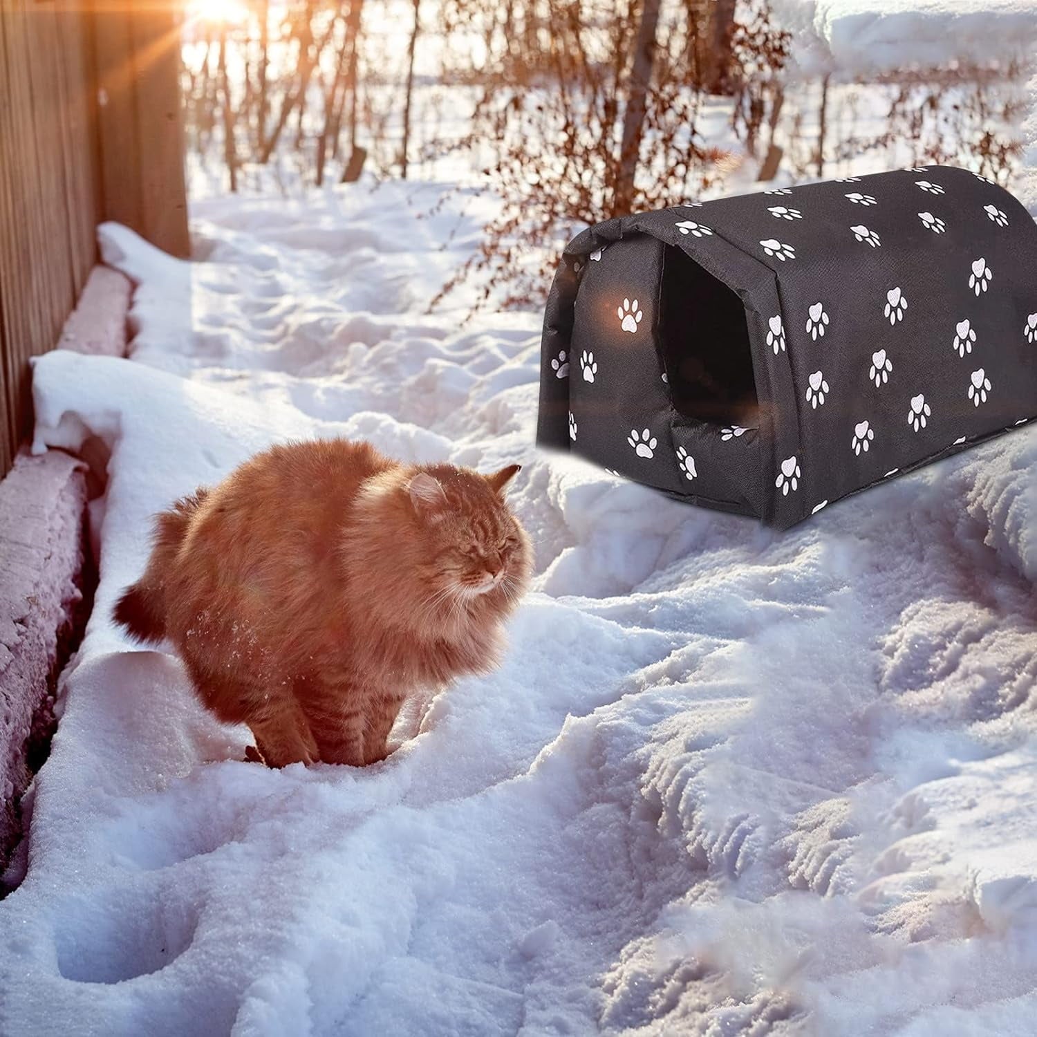 Feral Cat House Outdoor,Stray Warm Cats Shelter Weatherproof Outside Cat House Indoor Foldable,Outdoor Cat House for Winter Outside