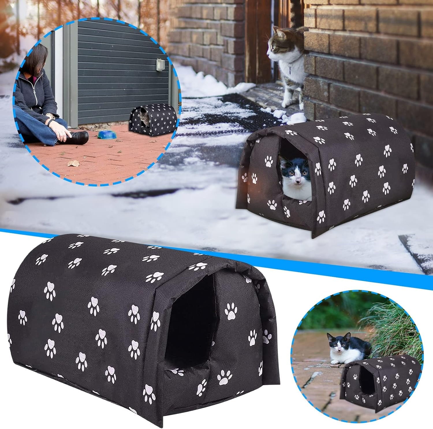 Feral Cat House Outdoor,Stray Warm Cats Shelter Weatherproof Outside Cat House Indoor Foldable,Outdoor Cat House for Winter Outside