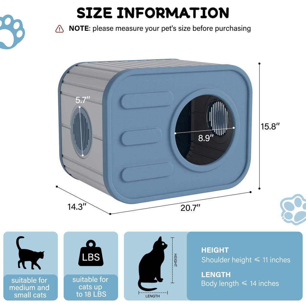 Bifanuo Cat House for Indoor &amp; Outdoor Cats,Weatherproof Resin Cat Shelter with Camera-Shaped Design,Ventilation, Assemble Easily for Home &amp; Yard,Blue