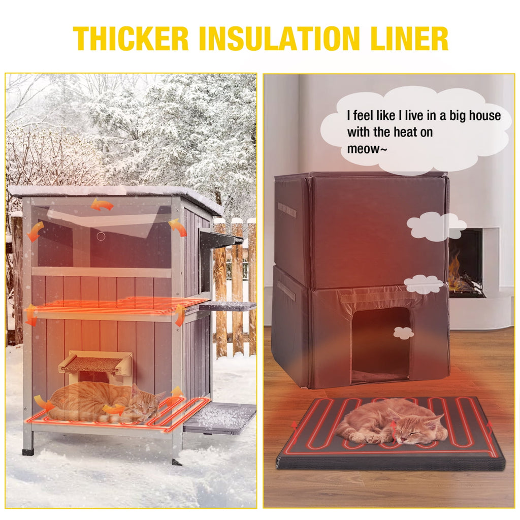 Aivituvin Heated Outdoor Cat House for Winter, Insulated Cat House for Outdoor Indoor, Weatherproof Cat Shelter with Warm Liner for Feral &amp; Stray Cats
