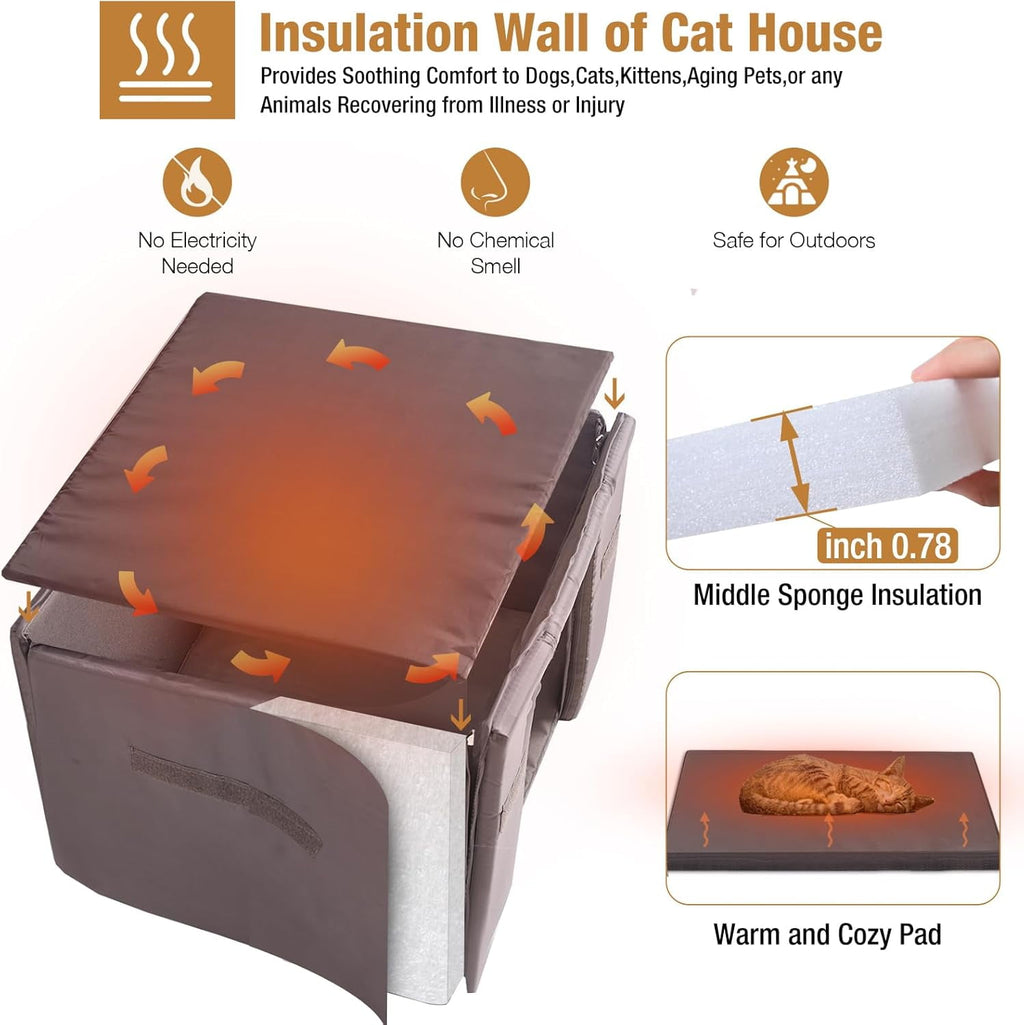 Aivituvin Outdoor Insulated Cat House, Cat Shelter with Insulated Liner, Winter Cat Shelter Outdoor