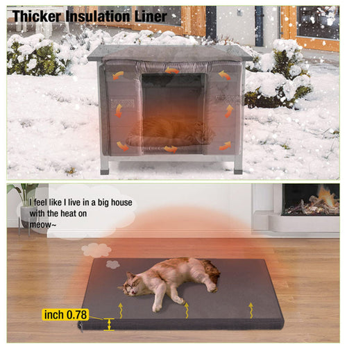 Aivituvin Cat House for Outdoor Cats Insulated Feral Kitty Shelter with Warm Liner for Winter Waterproof Rabbit Hutch for Bunnies,Cats