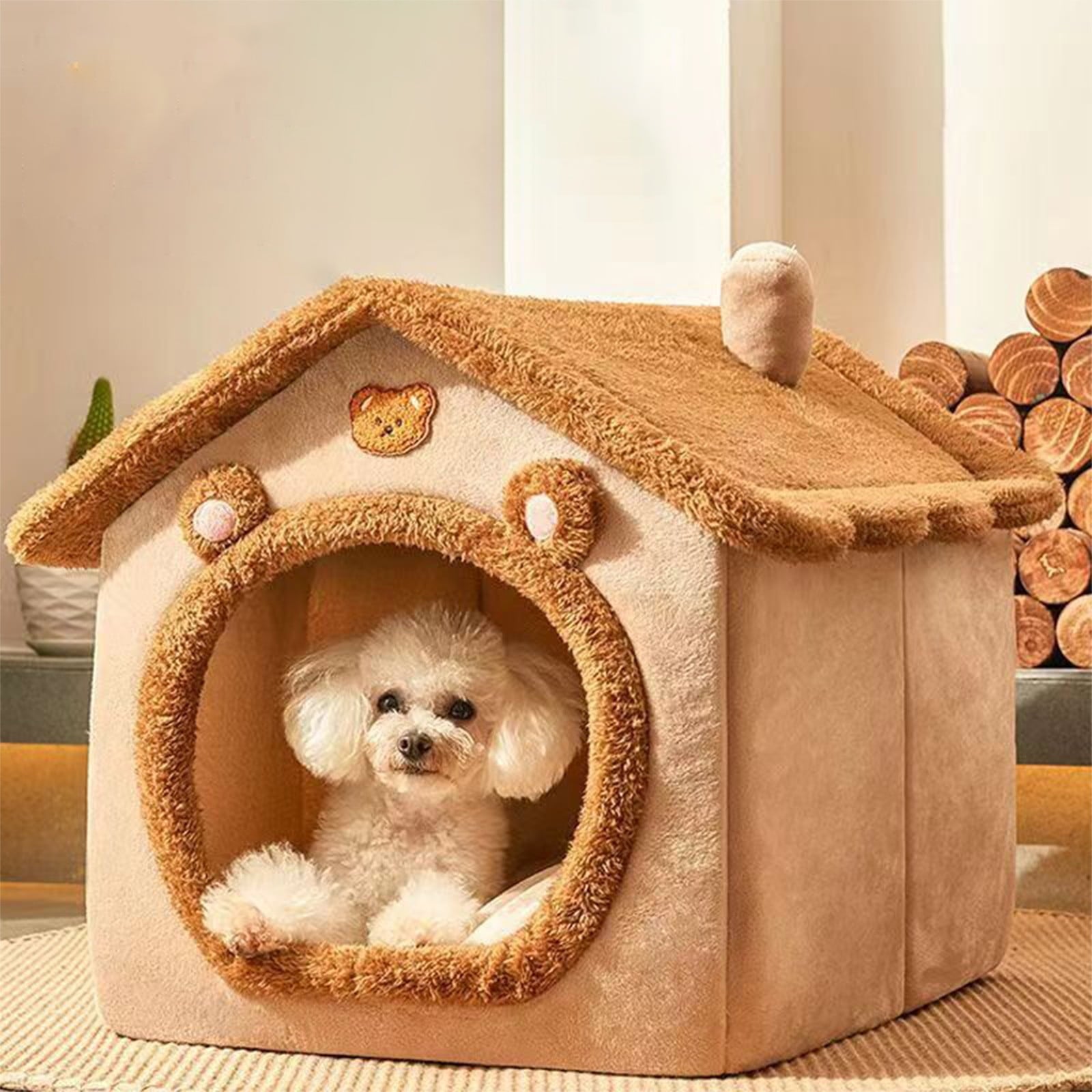 100Fens Dog House Indoor Foldable Soft Kennel Bed Warm Cats House Puppy Cave With Cushion For Small Medium Large Dogs Cats
