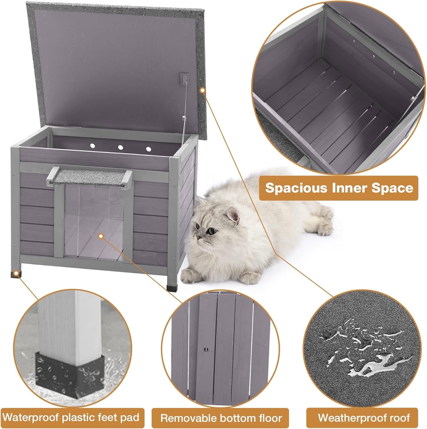 Aivituvin Outdoor Insulated Cat House, Cat Shelter with Insulated Liner, Winter Cat Shelter Outdoor