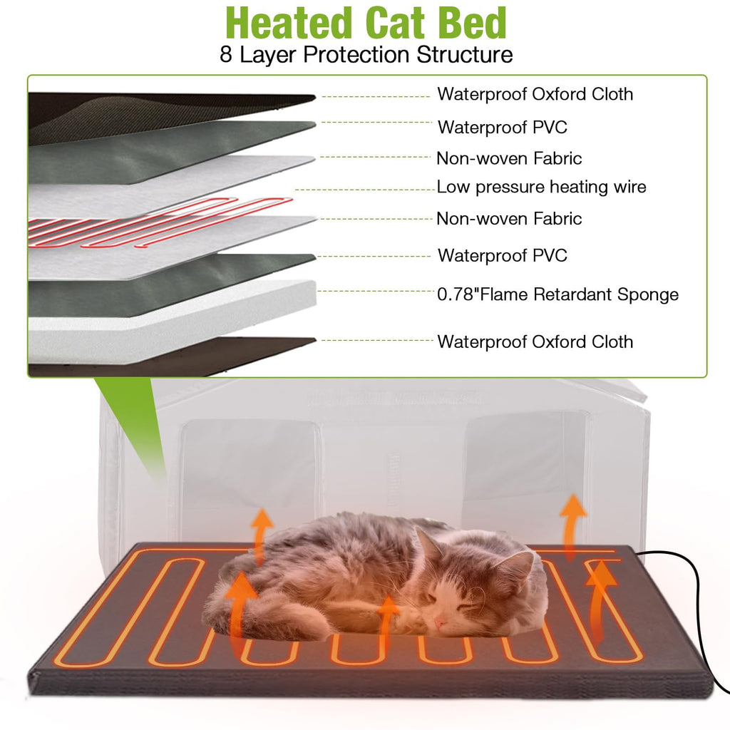 Aivituvin Outdoor Insulated Cat House, Cat Shelter with Insulated Liner, Winter Cat Shelter Outdoor
