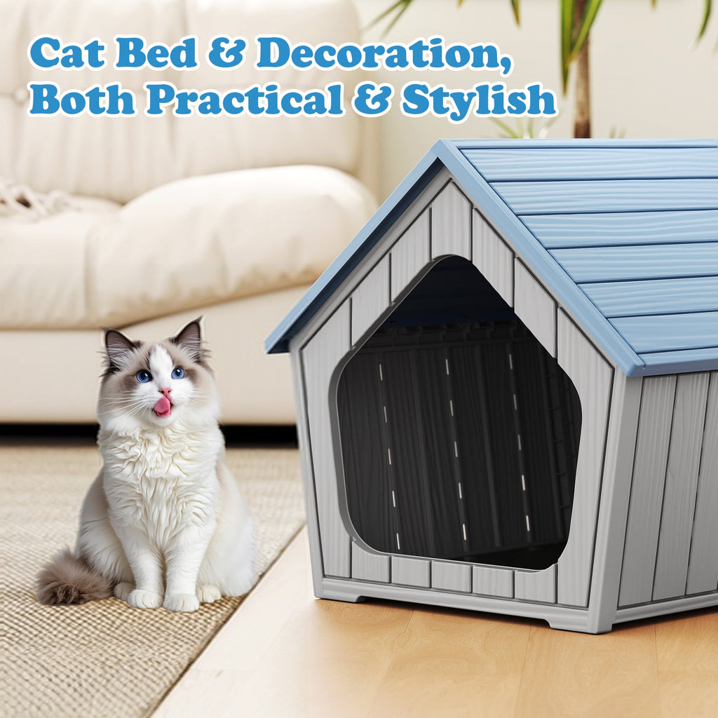 Bifanuo Weatherproof Outdoor Cat House - Insulated Resin Shelter for Indoor &amp; Feral Cats
