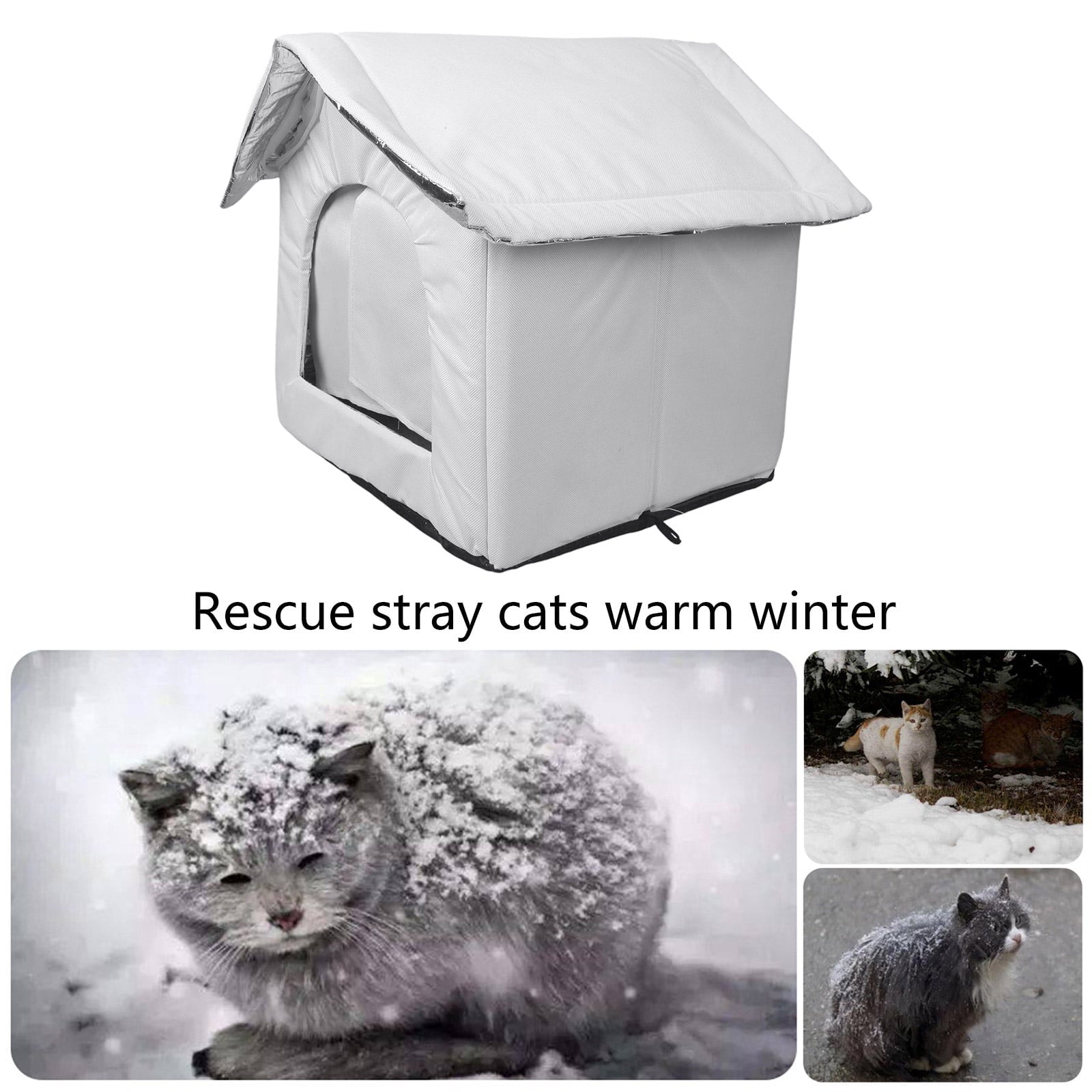 AOOOWER Weatherproof Cats House for Outdoor Use Strays Cats Warm and Coldproof Nest Tent